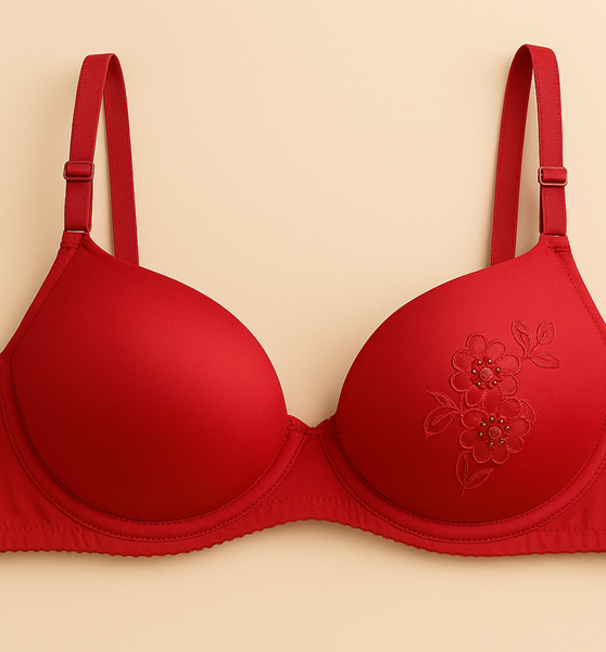 Padded Underwire Bra for Women – Floral Embroidered, Adjustable Straps, Everyday Comfort